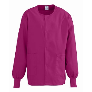 Medline ComfortEase Unisex Crew-Neck Warm Jackets - ComfortEase Unisex Crew-Neck Warm Scrub Jacket with Knit Cuff, Ruby, Size S - 8832JRBS