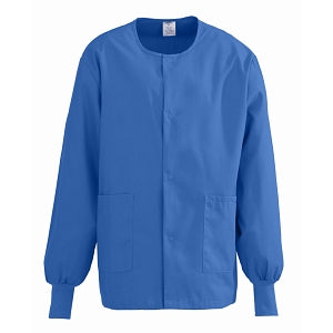 Medline ComfortEase Unisex Crew-Neck Warm Jackets - ComfortEase Unisex Crew-Neck Warm Scrub Jacket with Knit Cuff, Royal, Size M - 8832JRLM