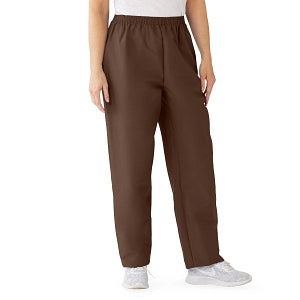 Medline ComfortEase Women's Elastic Waist Scrub Pants with 2 Pockets - ComfortEase Women's Elastic Waist 2-Pocket Scrub Pants, Size L Regular Inseam, Brown - 8850JBRL