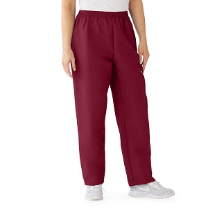 Medline ComfortEase Women's Elastic Waist Scrub Pants with 2 Pockets - ComfortEase Women's Elastic Waist 2-Pocket Scrub Pants, Size 2XL Regular Inseam, Wine - 8850JWNXXL