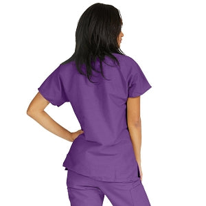 Medline ComfortEase Women's Crossover Tunic Scrub Top with Two Pockets - ComfortEase Women's Short-Sleeve Crossover Tunic Scrub Top with 2 Pockets, Size M, Rich Purple - 8851JPPM