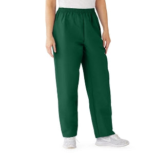 Medline ComfortEase Women's Elastic Waist Scrub Pants with 2 Pockets - ComfortEase Women's Elastic Waist 2-Pocket Scrub Pants, Size XS Petite Inseam, Evergreen - 8852JEGXS
