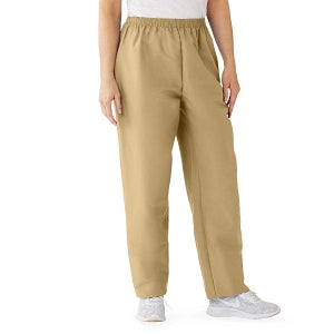 Medline ComfortEase Women's Elastic Waist Scrub Pants with 2 Pockets - ComfortEase Women's Elastic Waist 2-Pocket Scrub Pants, Size S Petite Inseam, Khaki - 8852JKKS