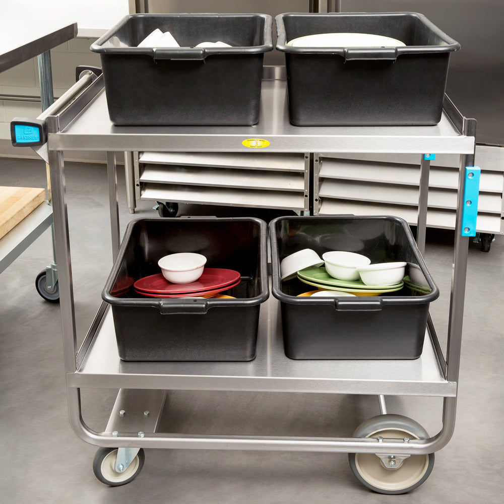Lakeside Heavy-Duty Stainless Steel Utility Carts - Heavy-Duty Stainless-Steel Utility Cart, 700 lb., 2 Shelves, 22.375" x 38.625" x 37.125" - 743