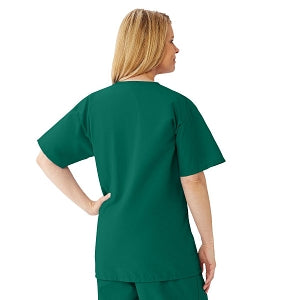 Medline AngelStat Women's V-Neck Tunic Scrub Top with 2 Pockets - AngelStat Women's V-Neck Short-Sleeve Tunic Scrub Top with 2 Pockets, Size 2XL, Hunter Green - 893NHGXXL