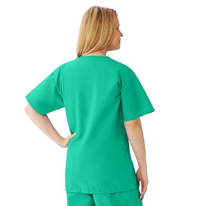 Medline AngelStat Women's V-Neck Tunic Scrub Top with 2 Pockets - AngelStat Women's V-Neck Short-Sleeve Tunic Scrub Top with 2 Pockets, Size M, Jade - 893NTJM