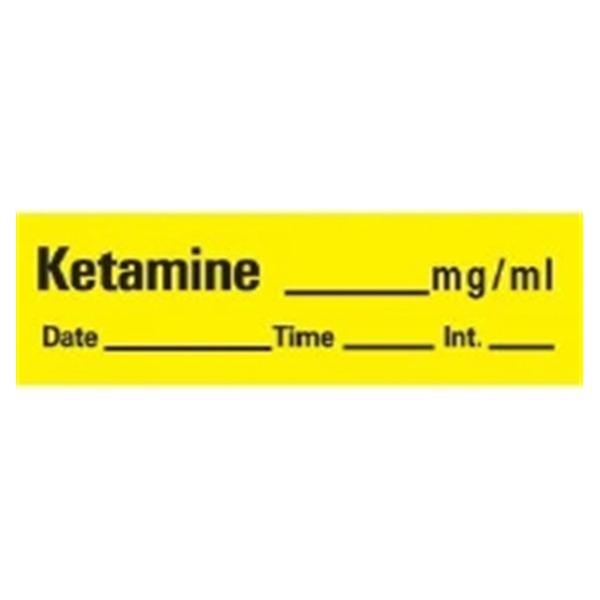 TimeMed a Div of PDC Label Ketamine Drug 1/2x1-1/2" Yellow 333/Rl