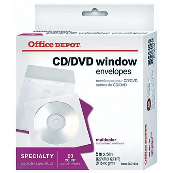 Office Depot Business Services Ofc Dpt Brnd CD/DVD Envlps 5x5" 24lb 50/Pk 50/Pk