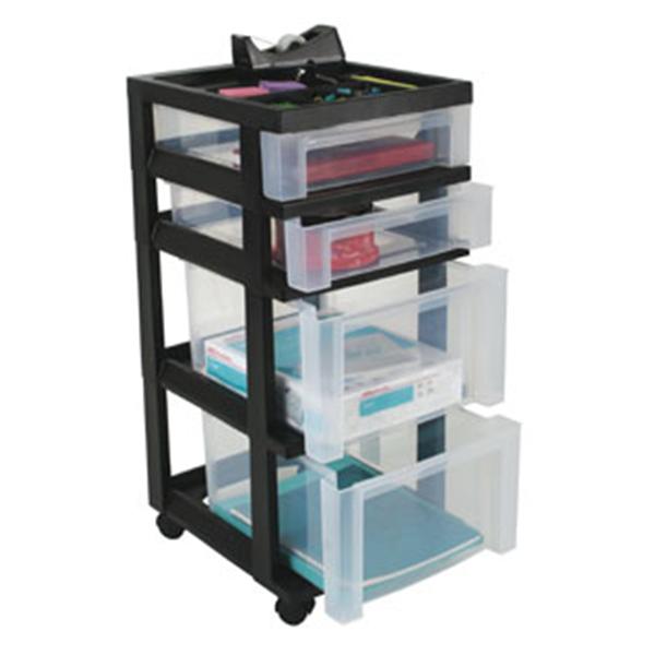 Office Depot Business Services Plastic Storage Cart 4 Drawers Black Ea