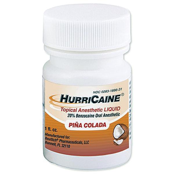 Beutlich LP Pharmaceuticals HurriCaine Topical Anesthetic Liquid Pina Colada Jar 1oz/Jr, 12 JR/CA (0283-1886-31)