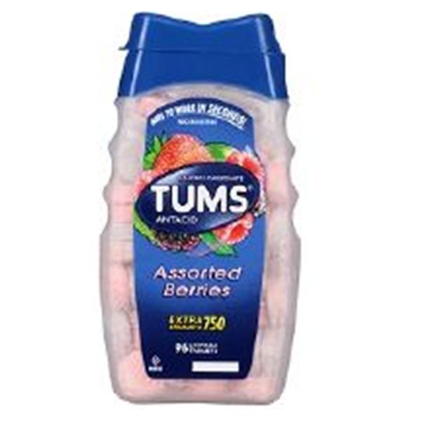 GSK Consumer Healthcare Tums EX Antacid Chewable Tablets Btl 750mg X-Str Asst 96/Bt, 24 BT/CA (738896)