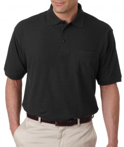 Ultraclub Whisper Pique Polo Shirts with Pocket - DBD-SHIRT, POLO, MENS, POCKET, BLEND, BLACK, S - 8544BLKS