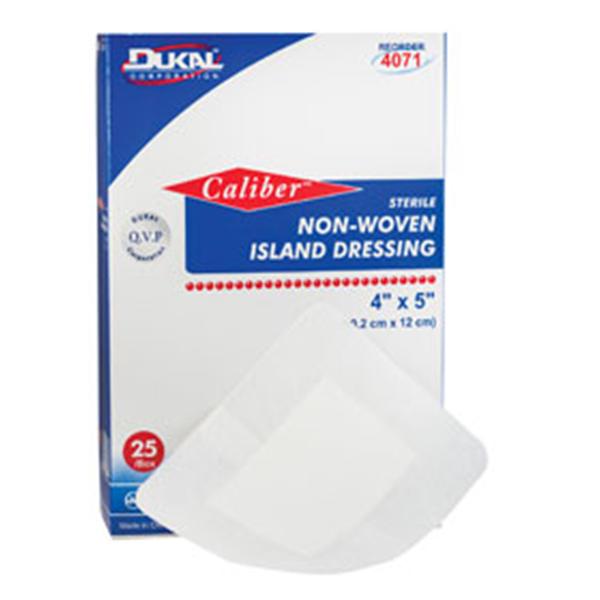 Dukal oration Dressing Island Caliber Cotton 4x5" Sterile LF Adhesive 25/Bx, 8 BX/CA (4071)
