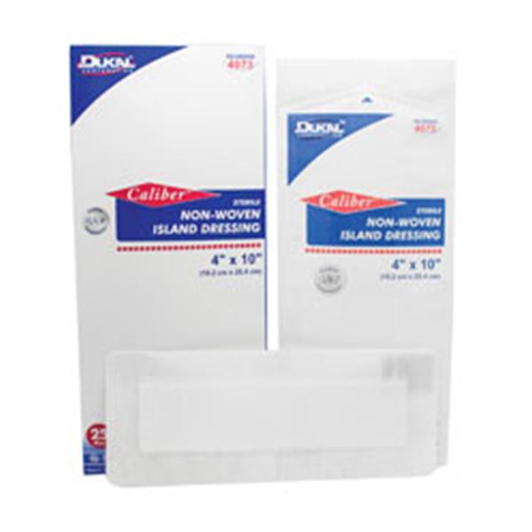 Dukal oration Dressing Island Caliber Cotton 4x10" Sterile LF Adhesive 25/Bx, 4 BX/CA (4073)