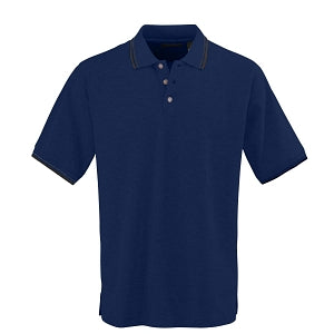 Ultraclub Men's Rib Collar Polo Shirts - Men's Polo Shirt with Rib Collar and Contrast Trim, 60% Cotton/40% Polyester, Navy / White, Size XL - 8545NVYXL