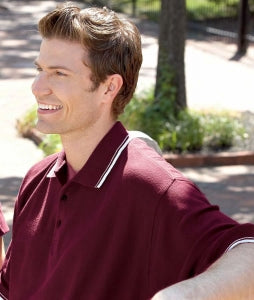 Ultraclub Men's Rib Collar Polo Shirts - Men's Polo Shirt with Rib Collar and Contrast Trim, 60% Cotton/40% Polyester, Royal Blue / White, Size XL - 8545RYLXL