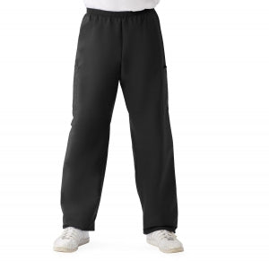 Medline ComfortEase Unisex Elastic Waist Cargo Scrub Pants with 3 Pockets - ComfortEase Unisex Elastic Waist Cargo Scrub Pants with 3 Pockets, Size 4XL Regular Inseam, Black - 9351DKW4XLM