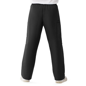 Medline ComfortEase Unisex Elastic Waist Cargo Scrub Pants with 3 Pockets - ComfortEase Unisex Elastic Waist Cargo Scrub Pants with 3 Pockets, Size M Tall Inseam, Black - 9351DKWML