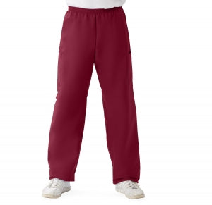 Medline ComfortEase Unisex Elastic Waist Cargo Scrub Pants with 3 Pockets - ComfortEase Unisex Elastic Waist Cargo Scrub Pants with 3 Pockets, Size L Tall Inseam, Wine - 9351JWNLL