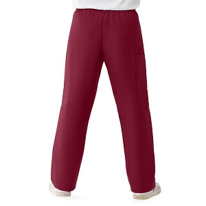 Medline ComfortEase Unisex Elastic Waist Cargo Scrub Pants with 3 Pockets - ComfortEase Unisex Elastic Waist Cargo Scrub Pants with 3 Pockets, Size L Tall Inseam, Wine - 9351JWNLL