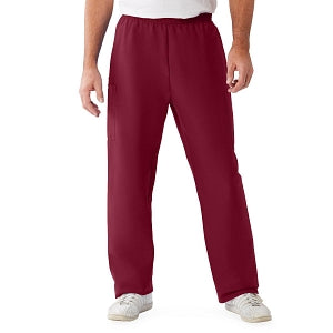 Medline ComfortEase Unisex Elastic Waist Cargo Scrub Pants with 3 Pockets - ComfortEase Unisex Elastic Waist Cargo Scrub Pants with 3 Pockets, Size L Tall Inseam, Wine - 9351JWNLL
