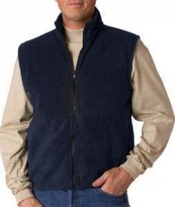 Ultraclub Men's Fleece Vests - Men's Zip Fleece Vest, Navy, Size 5XL - 940NVY5XL