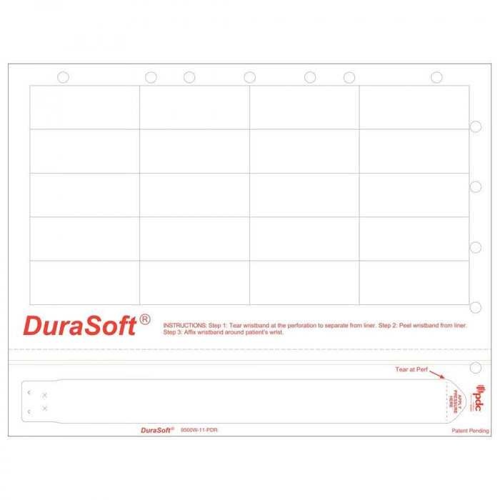 Durasoft Wristband And Labels 20 Labels, 1 Wristband 1000 Sheets/Case Drop In Replacement For Laserband Pls-102