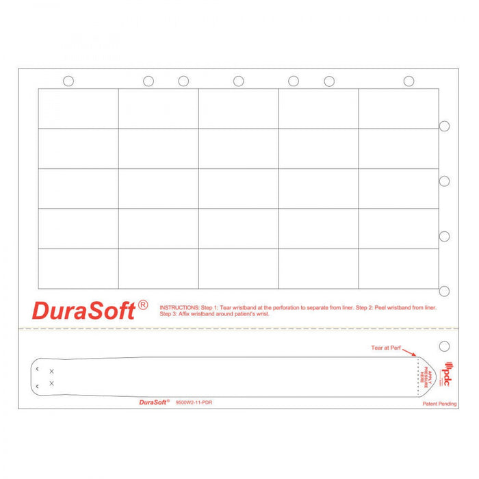 Durasoft Wristband And Labels 25 Labels, 1 Wristband 250 Sheets/Case
