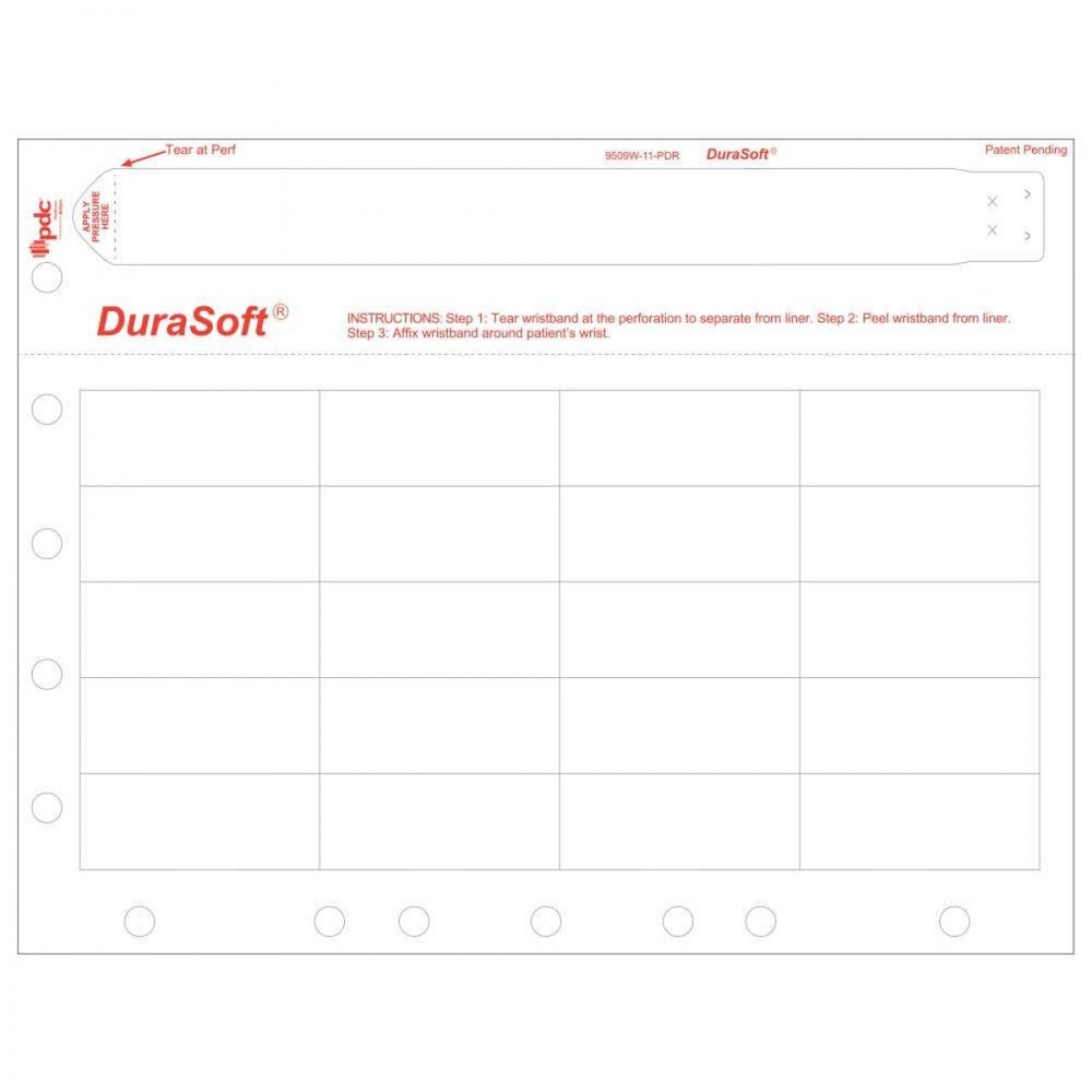 Durasoft Wristband And Labels 20 Labels, 1 Wristband 1000 Sheets/Case Drop In Replacement For Laserband Pls-102A