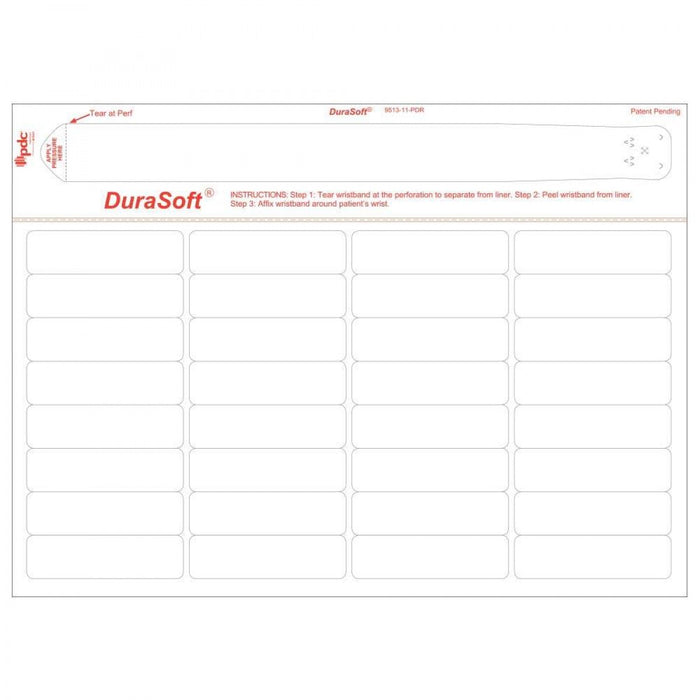 Durasoft Wristband And Labels 32 Labels, 1 Wristband A4 Format 1000 Sheets/Box