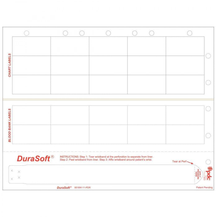 Durasoft Wristband And Labels For Blood Applications 25 Labels, 1 Adult Wristband 1000 Sheets/Case