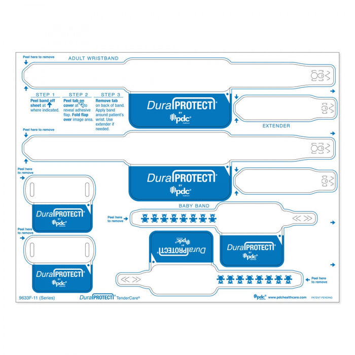 Laminate Shield Laser Wristband Two Adult Wristbands, Two Infant Wristbands, Two Tags, And Two Extenders Tamper Evident 500 Sheets/Case: 8.5" X 11"
