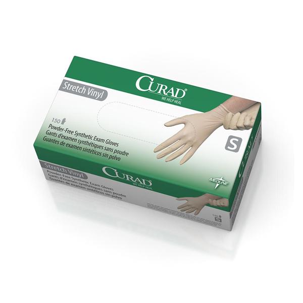 Medline Industries  Gloves Exam Curad PF Vinyl Latex-Free 9.5 in Sm Cream 150/Bx, 10 BX/CA (CUR9224)