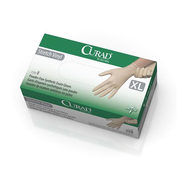 Medline Industries  Gloves Exam Curad PF Vinyl Latex-Free 9.5 in XL Cream 130/Bx, 10 BX/CA (CUR9227)