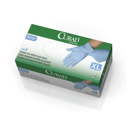 Medline Industries  Gloves Exam Curad Powder-Free Nitrile Latex-Free XL Blue 130/Bx, 10 BX/CA (CUR9317)