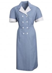 Vf Workwear-Div / Vf Imagewear (W) Lapel Dresses - Double-Breasted 75 Poly/25 Cotton Scrub Dress, Navy, Size XL - 9S01NVXL