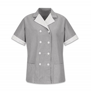 Vf Workwear-Div / Vf Imagewear (W) Ladies Double-Breasted Lapel Tops - Double Breasted Women's Tunic, Black, Pincord, Size 4XL - 9S03BK4XL