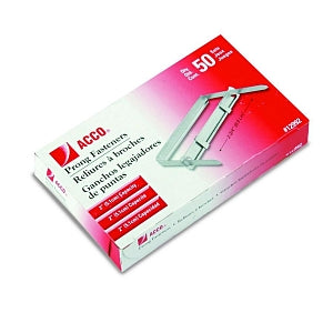 Acco Standard Two-Piece Paper File Fasteners - Standard 2-Piece Prong Paper File Fasteners, 2" Capacity, 2-3/4" Center, Silver - 12992
