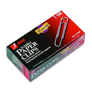 Acco Paper Clips - Premium Smooth Silver Metal Jumbo Paper Clips - 72500