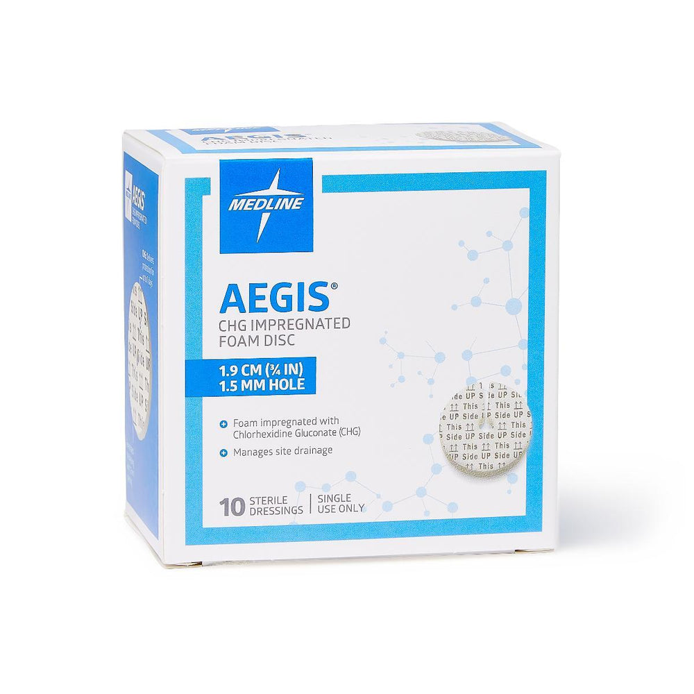 Medline Aegis CHG-Impregnated Foam Disc - AEGIS, 3/4" DISK 1.5MM HOLE, SLEEVE - AEG001S