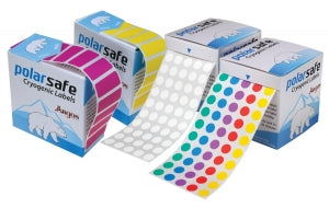 Argos PolarSafe Cryogenic Storage Labels - WHITE DOTS, FOR 15 & 50ML TUBES, 1000/PK - L1276