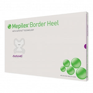 Molnlycke Mepilex Border Heel Foam Wound Dressing - Mepilex Border Heel Self-Adherent Absorbent Foam Dressings with Safetac Technology, 8.7" x 9.1" (22 x 23 cm) - 282790
