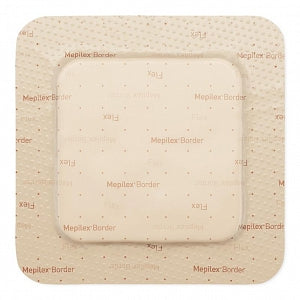 Molnlycke Mepilex Border Flex Dressing - Mepilex Border Flex Self-Adherent Absorbent Foam Dressing with Safetac Technology, 4" x 4" (10 x 10 cm) - 595300