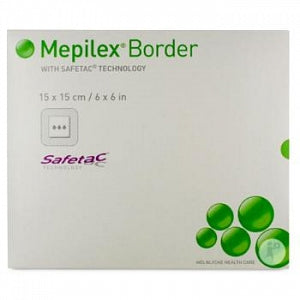 Molnlycke Mepilex Border Flex Dressing - Mepilex Border Flex Self-Adherent Absorbent Foam Dressing with Safetac Technology, 6" x 6" (15 x 15 cm) - 595400