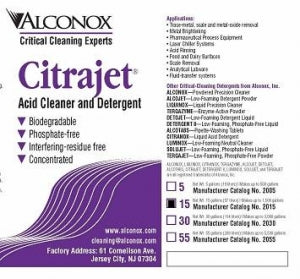 Alconox, Citrajet Detergents - CITRAJET , 15 GALLON - 2015