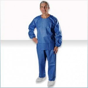 Alpha Pro Tech Critical Cover AlphaGuard Scrub Shirt and Pants - Long Sleeve Scrub Shirt, Round Neck, Blue, Size S - WS-23221-1