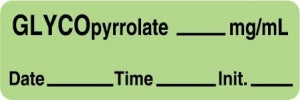 Centurion Centurion Anesthesia Syringe Labels - Glycopyrrolate Light Green mg / mL Tape - ALX182