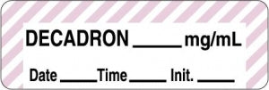 Centurion Centurion Anesthesia Syringe Labels - Decadron Date / Time / Initials Lavender-Striped mg / mL Label - ALX352A