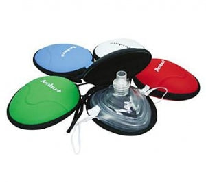 Ambu Res-Cue Mask - ResCue Adult CPR Mask with O2 Inlet, Elastic Strap and One-Way Valve in Hard Case - 252102