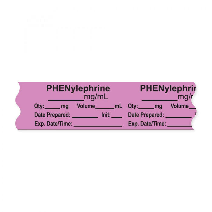Anesthesia Tape, With Experation Date, Time, And Initial, Removable, "Phenylephrine Mg/Ml", 1" Core, 3/4" X 500", Violet, 333 Imprints, 500 Inches Per Roll